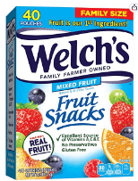 Welch's Fruit Snacks, Mixed Fruit, Gluten Free, Bulk Pack, 0.9 oz Individual Single Serve Bags 40 Count (Pack of 1)